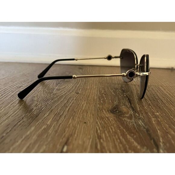 New Bvlgari BV 6108 278/8G Pale Gold Metal Aviator Sunglasses Grey Gradient Lens - Picture 6 of 9